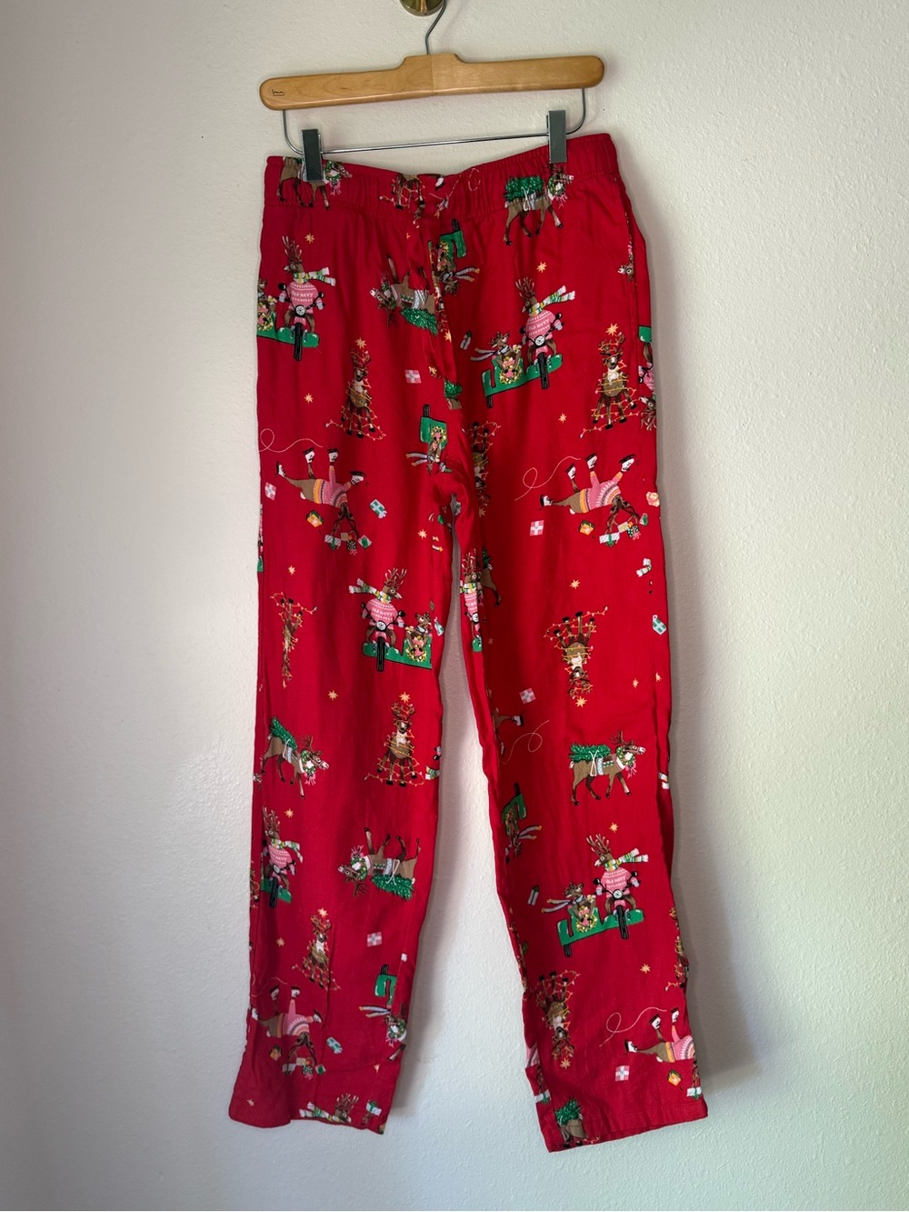 Old Navy Christmas Pajama Pants Red Reindeer Holiday Sleepwear
